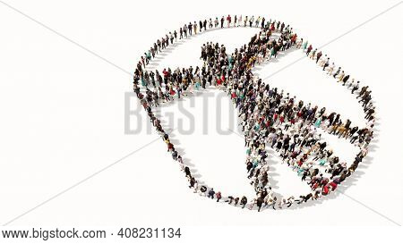 Concept or conceptual large gathering  of people forming an image of the vitruvius man on white background. A 3d illustration metaphor for architecture, renaissance, anthropology and physiology