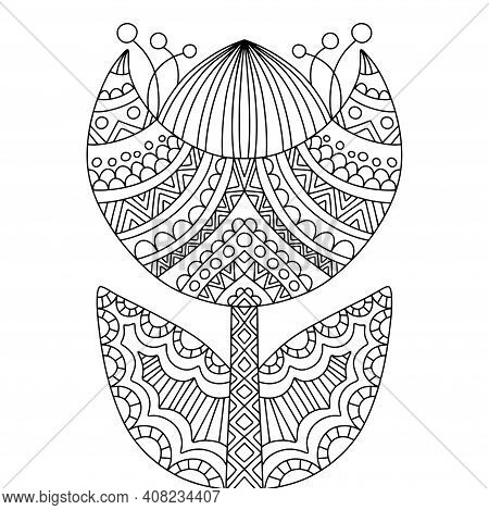 Black, Flower, Ornament, Floral, Spring, Summer, Vector, Decorative, Geometric, Natural, Petal, Whit