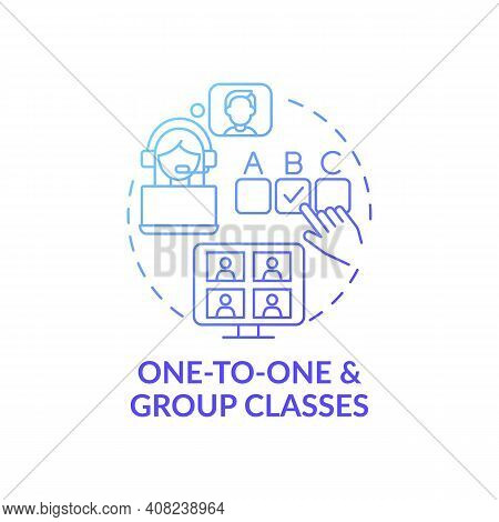 One-to-one And Group Classes Concept Icon. Online Language Courses Benefit Idea Thin Line Illustrati