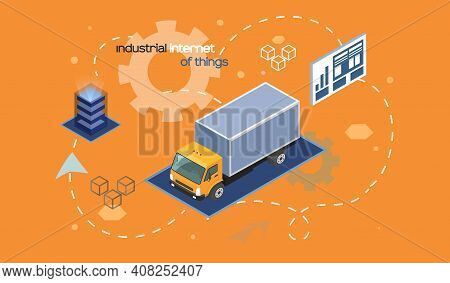 Industrial Internet Of Things. Smart Logistics Delivery Digital Services, Technologies Of Future. 4i
