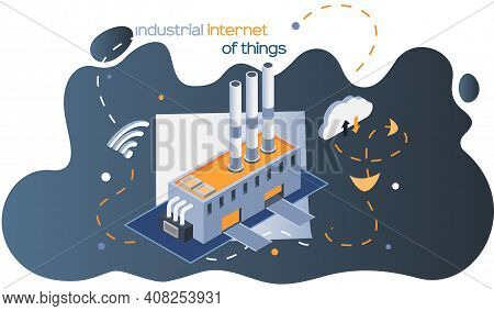 Industrial Internet Things, Production Plant Building Pipes. Industry Automation Factory Manufacturi