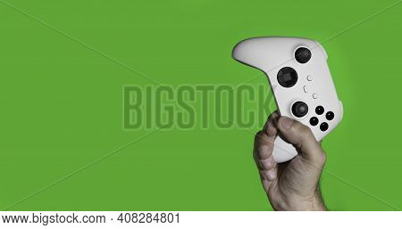 Next Gen Game Controller On Mans Hands