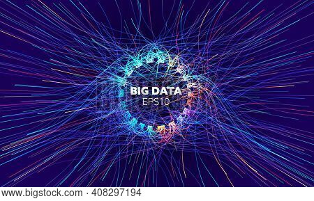 Big Data Vector Circle Background. Visual Sort Analysis. Wave Flow Data. Bigdata Stream Design.