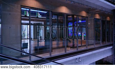 Warsaw, Poland. `15 February 2021. Interior Of The Warsaw Stock Exchange Building.