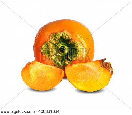 Persimmons An Isolated On A White Background