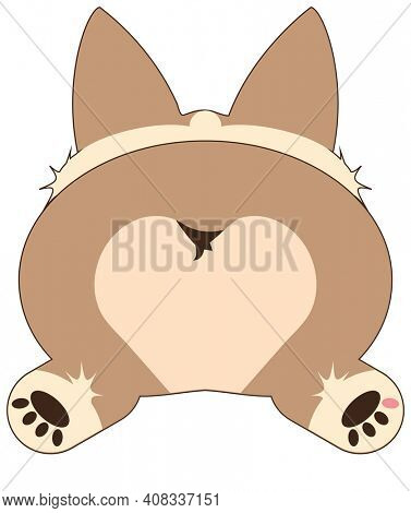 Super Cute Corgi Sploot Puppy Butt Illustration Isolated on White with Clipping Path for Sublimation Projects on Shirt, Tote Bags, Mugs.