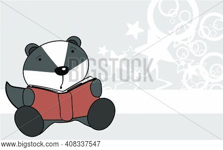 Cute Baby Furbelow Cartoon Holding Book Background In Vector Format