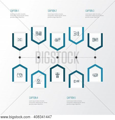Tech Icons Line Style Set With Intelligent Personal Assistant, Data Sharing, Download Folder And Oth