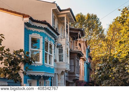 Colorful Wooden Buildings At The Kuzguncuk. Kuzguncuk Is A Neighborhood In The Uskudar District In I