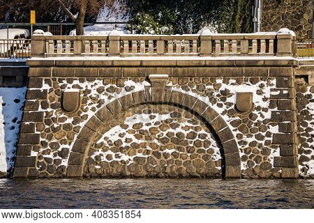 Details Of The Stones Of Pragues Riverbank Naplavka By Moldau