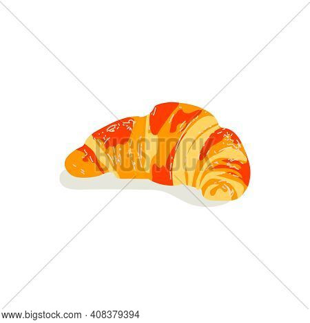 Freshly Baked Croissant. Traditional French Baked Crispy Croissant Dessert. Morning Breakfast Meal. 