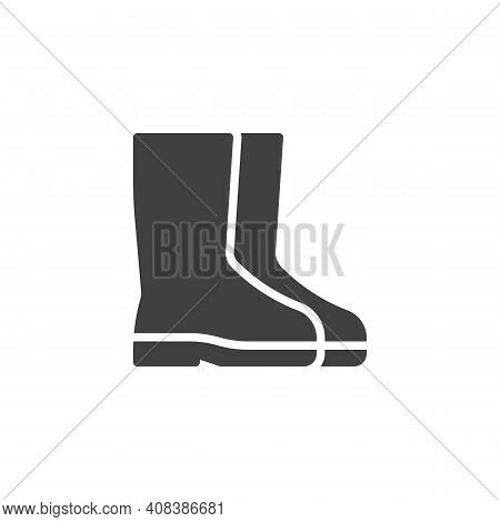 Rubber Boots Vector Icon. Filled Flat Sign For Mobile Concept And Web Design. Safety Boots Glyph Ico