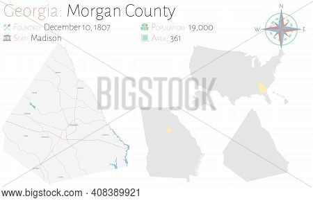 Large And Detailed Map Of Morgan County In Georgia, Usa.