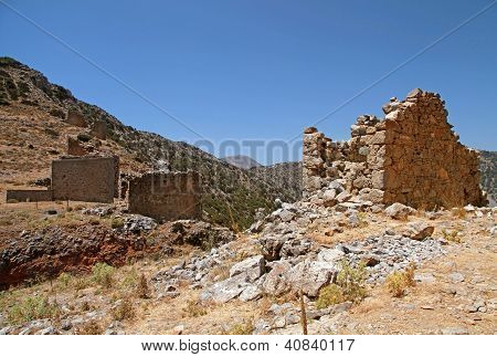 Zničit větrných mlýnů v horách, Lassithi, Crete(Greece)