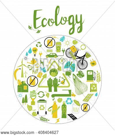Green Energy Collection Vector Icon Set. World Environment Day 5 June Illustration.  Hand Drawn Ecol