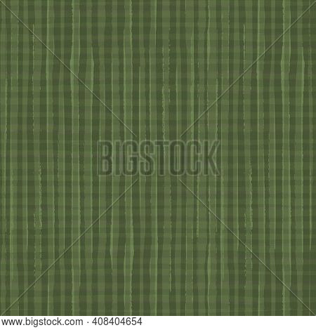 Woven Crinkle Cotton Effect Seamless Vector Pattern Background. Sage Green Painterly Plaid Weave Gri