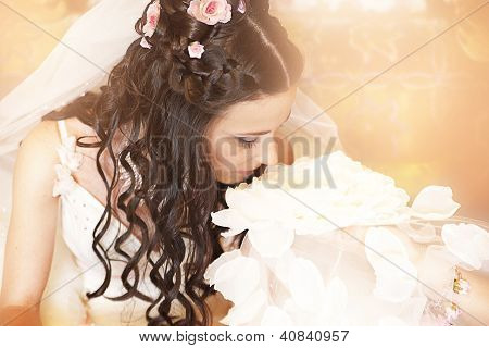 Kaunis morsian blossom puutarhassa