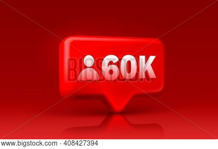 Thank You Followers Peoples, 60k Online Social Group, Happy Banner Celebrate, Vector