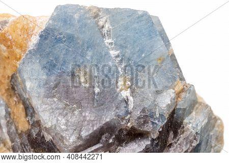 Macro Mineral Stone Corundum In Rock A White Background