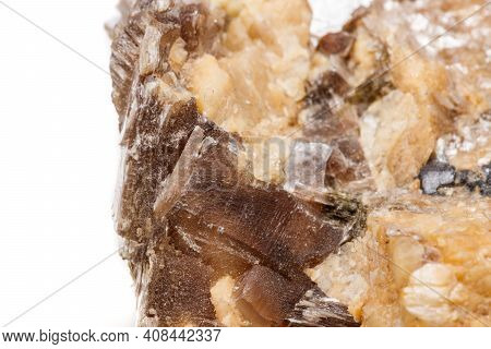 Macro Mineral Stone Corundum In Rock A White Background