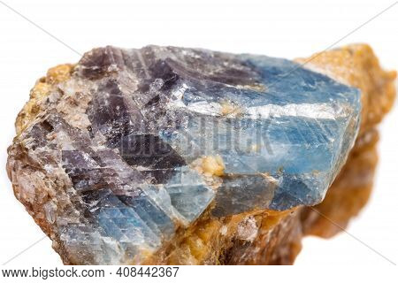 Macro Mineral Stone Corundum In Rock A White Background