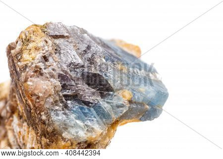 Macro Mineral Stone Corundum In Rock A White Background Close Up