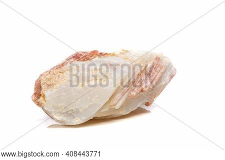 Macro Mineral Stone Tourmaline In The Breed A White Background
