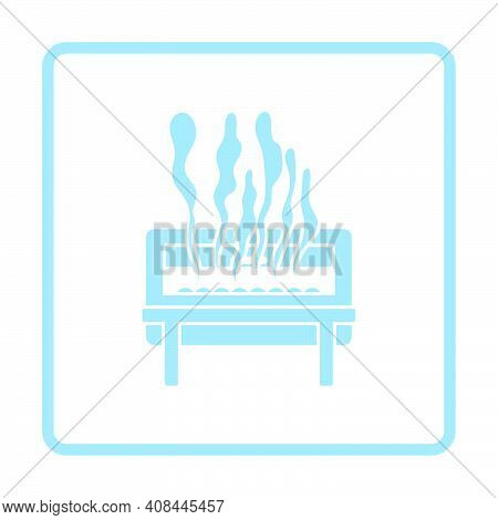 Chafing Dish Icon. Blue Frame Design. Vector Illustration.