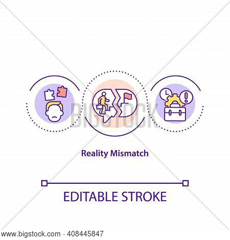 Reality Mismatch Concept Icon. Life Crisis. Frustration From Career. New Worker. Employee Adaptation
