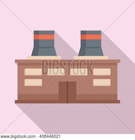 Construction Recycle Factory Icon. Flat Illustration Of Construction Recycle Factory Vector Icon For