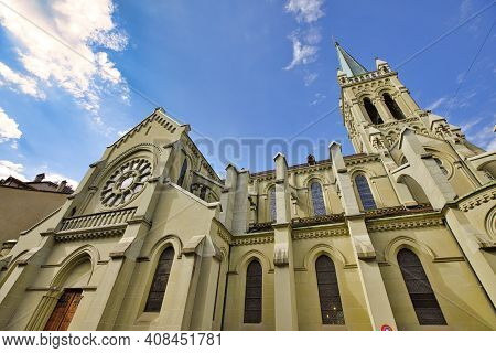 Bern Minster Or Bern Cathedral, A Swiss Reformed Cathedral In Old City Of Bern, Switzerland. Built I