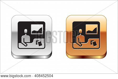 Black Trading Courses Icon Isolated On White Background. Distance Learning Finance Management, Buyin