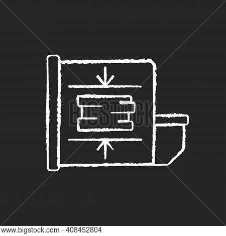 Trash Compactor Chalk White Icon On Black Background. Mechanism For Reducing Material Size. Processi