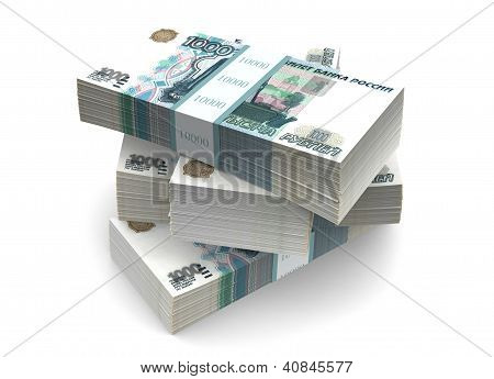 (클리핑 패스)와 루블 지폐 팩