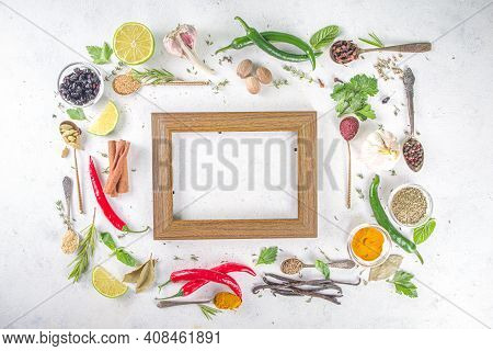 Fresh Herbs, Dried Colorful Spices