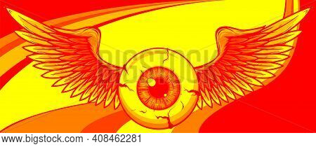 Design Of A Flying Eyeball With Wings.