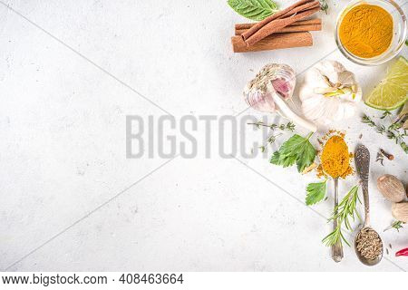 Fresh Herbs, Dried Colorful Spices