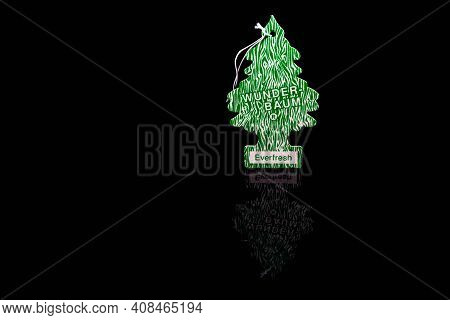 Miercurea Ciuc, Romania- 16 February 2021: Wunder Baum Everfresh Car Freshener On Shiny Dark Surface