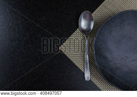 Beautiful Empty Black Slate Plate