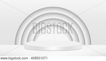 Vector White Circles Abstract Background. Simple And Clean. 3D Vector Illustration.