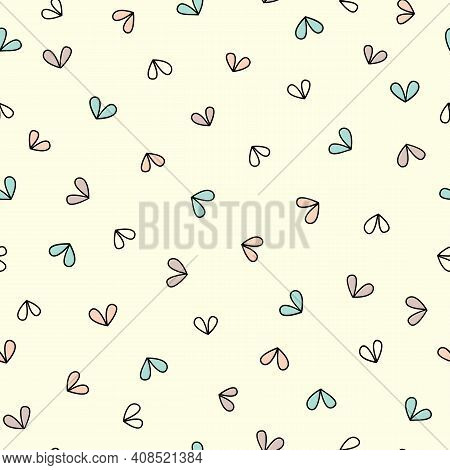 Cream And Pastel Colored Butterfly Theme Seamless Repeating Pattern.