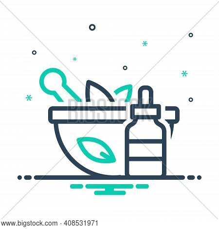 Mix Icon For Extraction Medicine Herbal Ayuredic Naturopathy Healthy