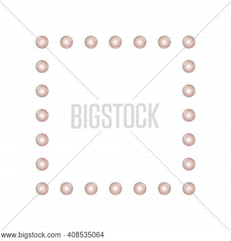 Square Frame With Pink Beads Isolated On A White Background. Vector Illustration For Design Of Postc