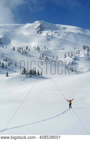 Ski tour in Godeanu Mountains, Carpathians, Romania, Europe