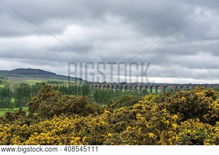 Beautiful Scenery Of Inverness And Aviemore Viewing Direct Railway Crossing The Wide Valley Of The R