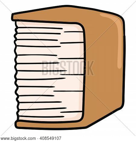 A Very Thick Book Of Knowledge. Cartoon Caharacter Cute Doodle Draw