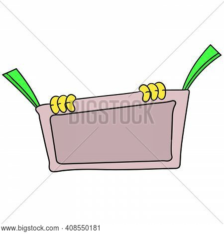 Blank Template Board For Text. Doodle Icon Image. Cartoon Caharacter Cute Doodle Draw