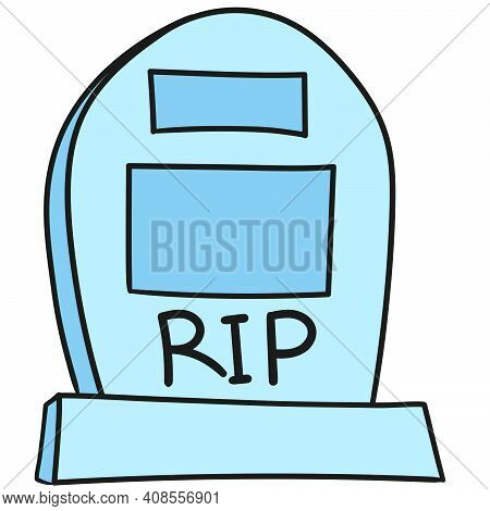 Grave Burial Tombstones. Doodle Icon Image. Cartoon Caharacter Cute Doodle Draw