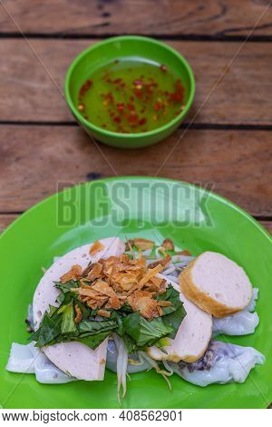 Traditional Vietnamese Breakfast - Banh Cuon, Rice Noodle Rolls