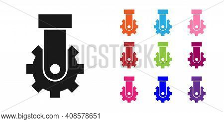 Black Derailleur Bicycle Rear Speed Folding Icon Isolated On White Background. Set Icons Colorful. V